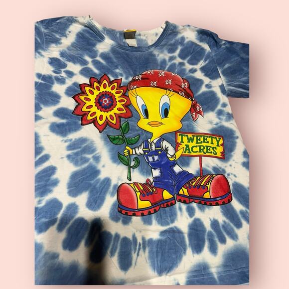 Vintage 90s Tweety Bird Tie Dye Looney Tunes Warner Bros T-Shirt Size XL - Picture 2 of 4
